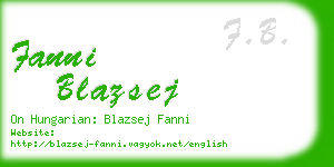 fanni blazsej business card